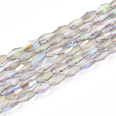 Transparent Electroplate Glass Beads Strands GLAA-K064-05A-01F-1