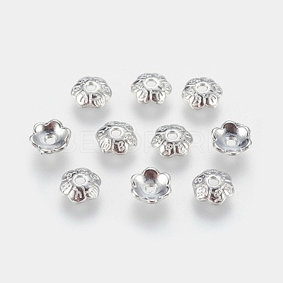 6-Petal Tibetan Style Alloy Flower Bead Caps TIBE-S220-P-RS-1