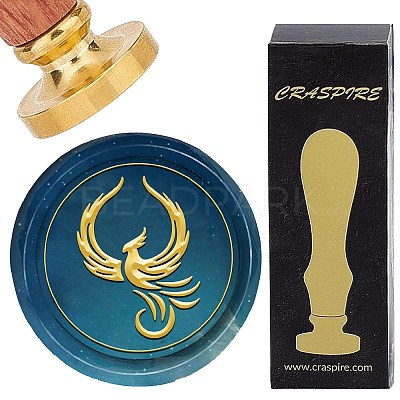 Brass Wax Seal Stamp with Wood Handle AJEW-WH0412-0280-1