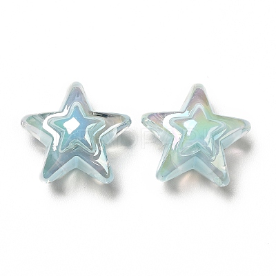 UV Plating Rainbow Iridescent Transparent Acrylic Beads X-OACR-C007-06-1