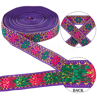 7M Flat Ethnic Style Polyester Ribbon OCOR-WH0046-74C-1