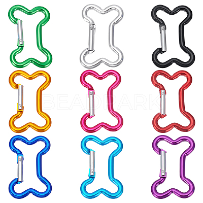 9Pcs 9 Colors Aluminum Rock Climbing Carabiners FIND-UN0010-08-1