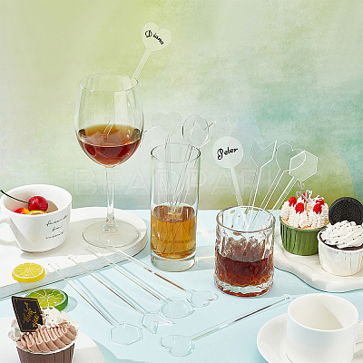 24Pcs 4 Style Transparent Acrylic Stirring Rods AJEW-FG0003-16-1