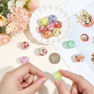 13Pcs 13 Colors Fruit Round Resin Beads RESI-PA0001-53-1