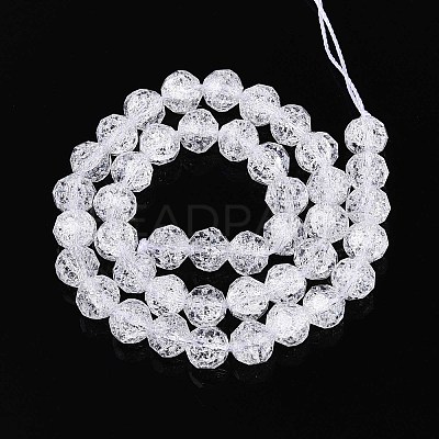 Transparent Crackle Glass Beads Strands GLAA-N053-10mm-11-1