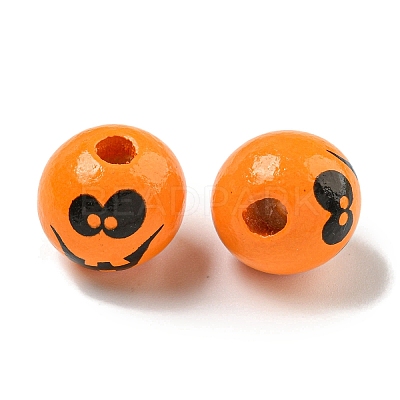 Printed Wood European Beads WOOD-G022-08A-01-1