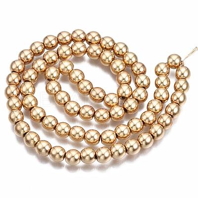 Electroplate Non-magnetic Synthetic Hematite Bead Strands G-Q466-6mm-04-1