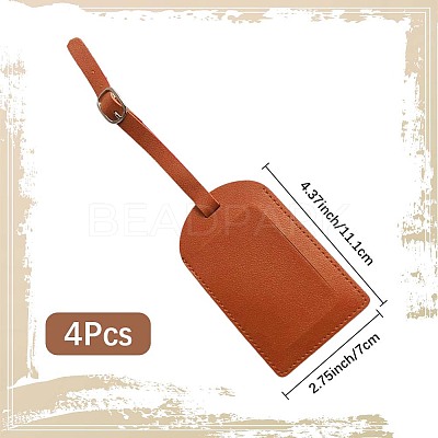 CutHollow 4Pcs PU Leather Luggage Tag OFST-CL0001-01B-02-1
