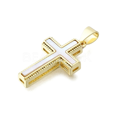 Cross Brass Pendants KK-V010-32G-1