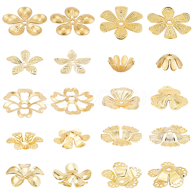 100Pcs 10 Styles Brass Bead Caps for DIY Hair Decoration Accessories KK-PH0005-72-1