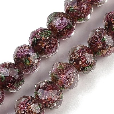 Handmade Gold Sand Lampwork Beads Strands LAMP-R141-10mm-27-1