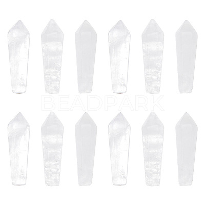 12Pcs Natural Quartz Crystal Pointed Beads G-OC0003-99-1