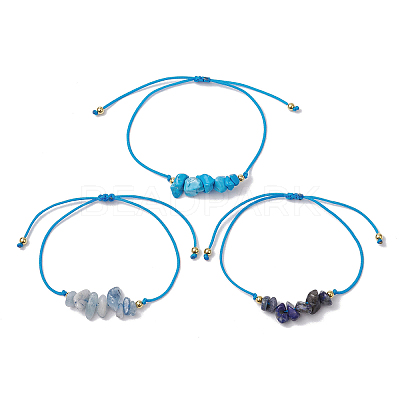 3Pcs 3 Styles Gemstone Braided Bead Bracelets BJEW-JB11146-01-1