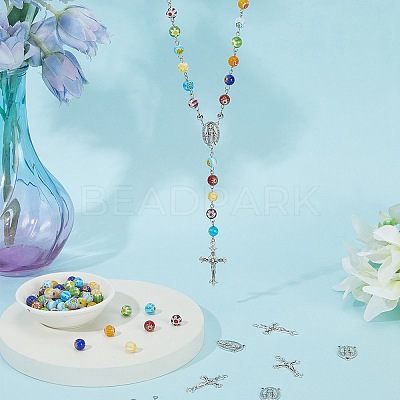 DIY Rosary Bead Jewelry Making Finding Kits DIY-SC0031-64-1