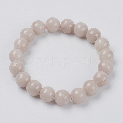 Natural Yellow Jade Beaded Stretch Bracelet BJEW-P209-15-6mm-1
