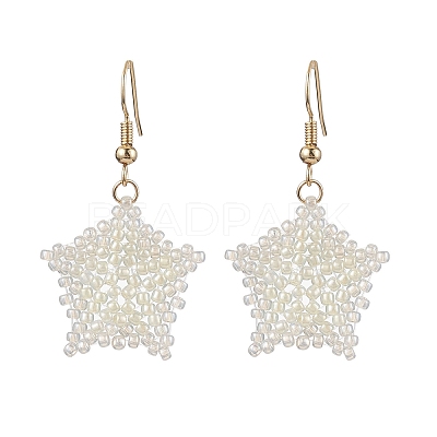 Snowflake Braided Glass Seed Bead Dangle Earrings EJEW-JE05868-1