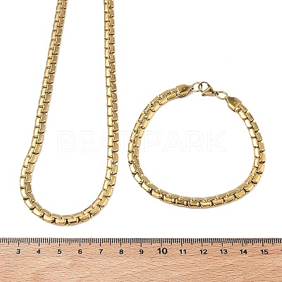 304 Stainless Steel Box Chain Necklaces & Bracelets Sets SJEW-D091-12G-1