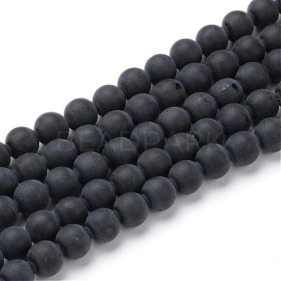 Natural Black Agate Stone Beads Strands G-T055-4mm-07-1