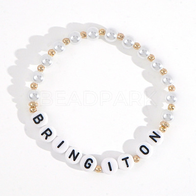 Minimalist ABS Imitatiom Pearl Round Beads Stretch Bracelets for Women EC7988-6-1