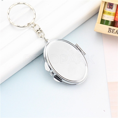 Iron Folding Mirror Keychain DIY-D079-01C-1