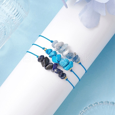 3Pcs 3 Styles Gemstone Braided Bead Bracelets BJEW-JB11146-01-1