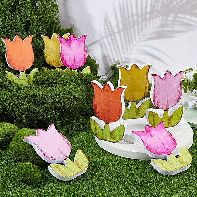 PVC Tulip Sculpture Display Decorations DJEW-WH0058-41-1