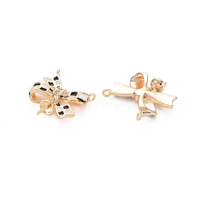 Brass Micro Pave Cubic Zirconia Connector Charms KK-S364-010-1