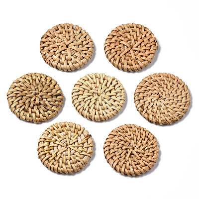 Handmade Reed Cane/Rattan Woven Beads WOVE-S119-22-1