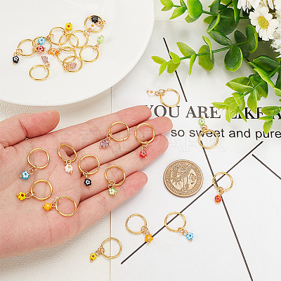 24Pcs 8 Colors Handmade Millefiori Glass & Iron Braiding Hair Pendants Decoration Clips OHAR-AB00009-1