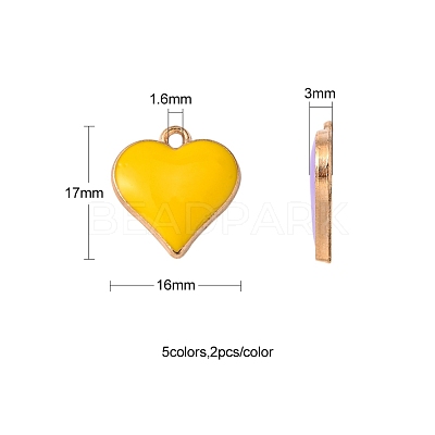 10Pcs 5 Colors Alloy Enamel Pendants ENAM-YW0002-07-1
