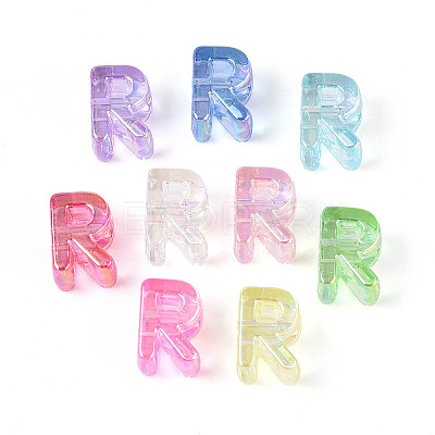 UV Plating Transparent Acrylic European Beads OACR-M027-02R-1