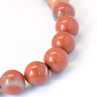Natural Red Jasper Round Bead Strands X-G-E334-8mm-27-1