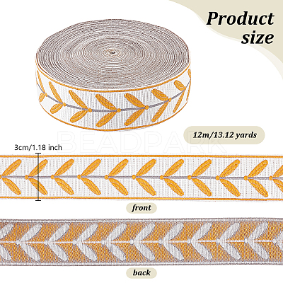 12M Polyester Jacquard Leaf Ribbon OCOR-OC0001-46B-1