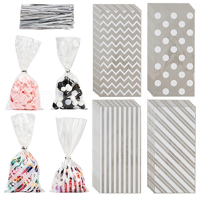 100Pcs 4 Styles Rectangle Plastic Candy Bags ABAG-WH20013-19C-1