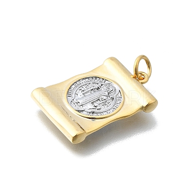 Brass Saint Benedict Medal Pendants KK-V010-01GP-02-1