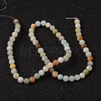 Natural Flower Amazonite Round Bead Strands X-G-D608-6mm-1