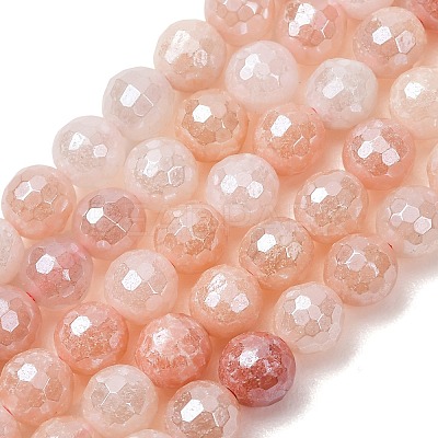 Electroplated Natural Pink Aventurine Beads Strands G-B191-A05-6mm-1