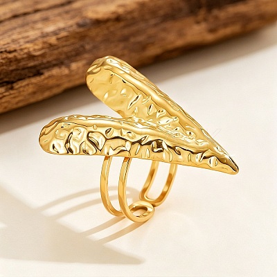 304 Stainless Steel Cuff Open Rings for Women SA-CBAF040-07G-1