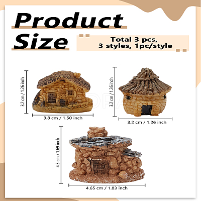 3Pcs 3 Styles Resin House Decorations DJEW-LP0001-25-1