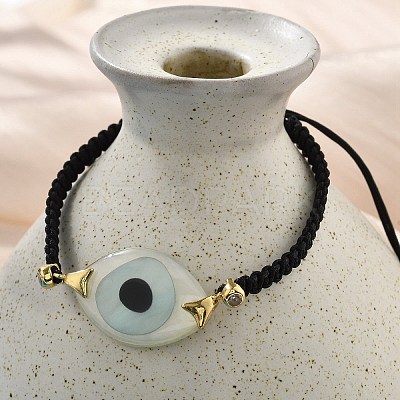 Evil Eye Acrylic Link Bracelets BJEW-U027-01G-1