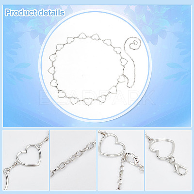 2Pcs 2 Style Alloy Heart Waist Chains AJEW-PH0004-05-1
