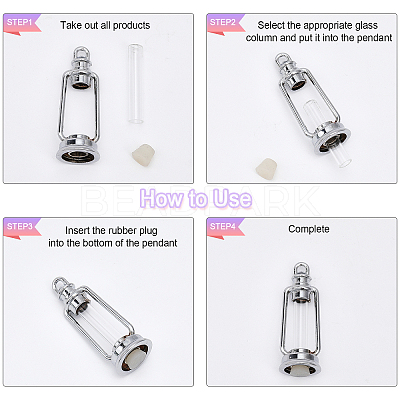 4 Sets 4 Style Wishing Bottle Glass Pendants GLAA-CA0001-50-1