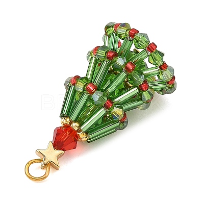 Christmas Brass & Glass Seed Beads Pendants PALLOY-MZ01449-1