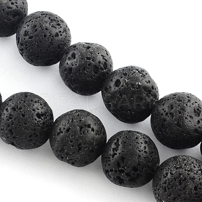 Natural Lava Rock Gemstone Round Bead Strands G-R285-8mm-06-1