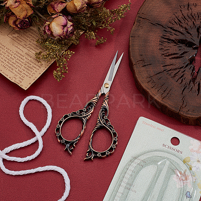 1Pc Peach Blossom Stainless Steel Scissors AJEW-SC0002-78B-1
