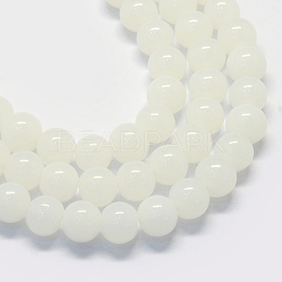 Baking Paint Imitation Jade Glass Round Bead Strands X-DGLA-Q021-10mm-01-1