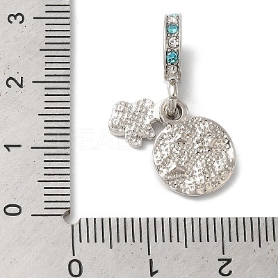 Rack Plating Alloy Aquamarine & Crystal Rhinestone European Dangle Charms PALLOY-S189-16P-1