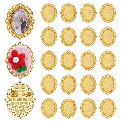 20Pcs Alloy Brooch Findings FIND-PH0028-99G-1