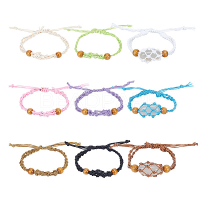 9Pcs 9 Colors Waxed Cotton Cord Braided Bracelets BJEW-PH0004-34B-1