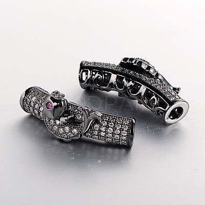 Brass Micro Pave Cubic Zirconia European Beads ZIRC-J004-17B-1